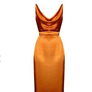 Wolf and Badger Kamea Tawny Satin Dress - never worn!